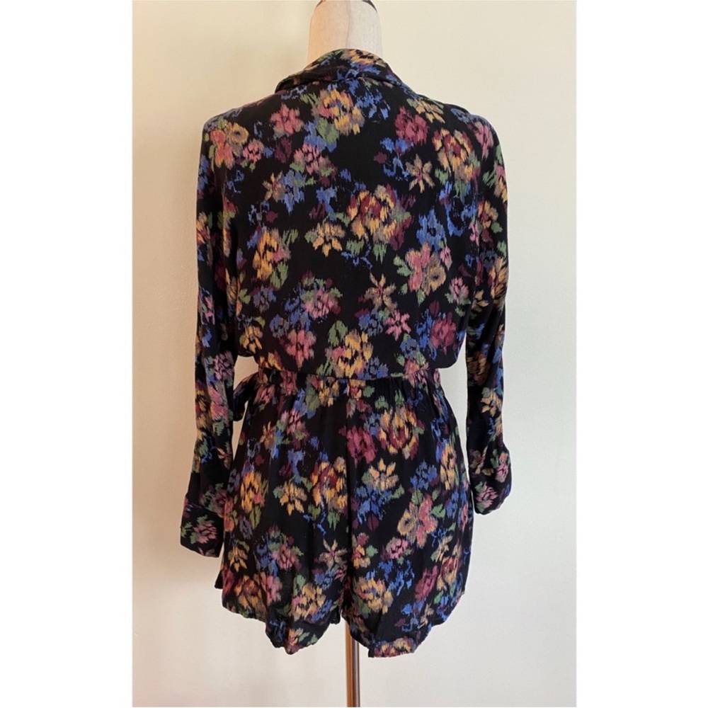 Zara Black Floral Wrap Up Romper Dress